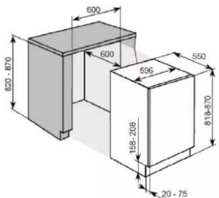 CANDY CMLS68EW - Διαστάσεις διαφράγματος - 1