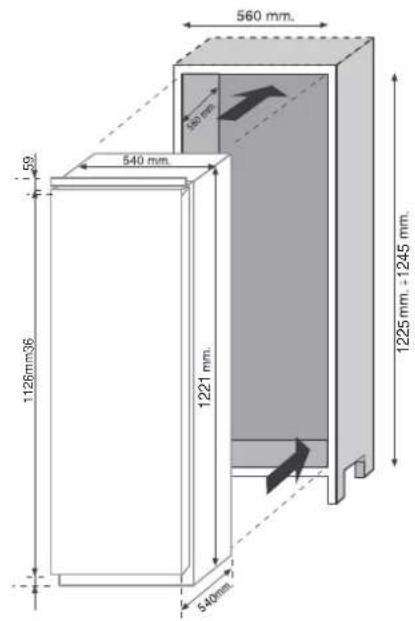 CANDY CIL 220 EE/NCM - DIMENSIONES DEL PRODUCTO Y HUECO DE ENCASTRE - 1