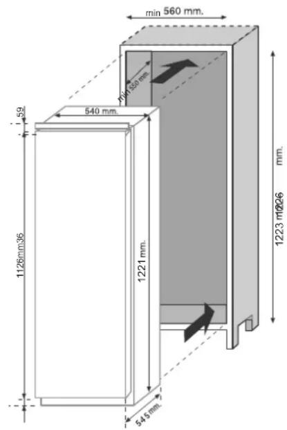 CANDY CIO 225 EE/NCM - DIMENSIONES DEL PRODUCTO Y HUECO DE ENCASTRE - 1