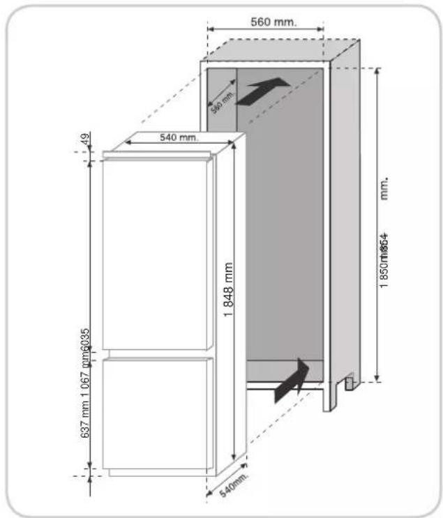CANDY CKBBF 172 KN - DIMENSIONS DU PRODUIT ET COMPARTIMENT ENCASTRE - 2