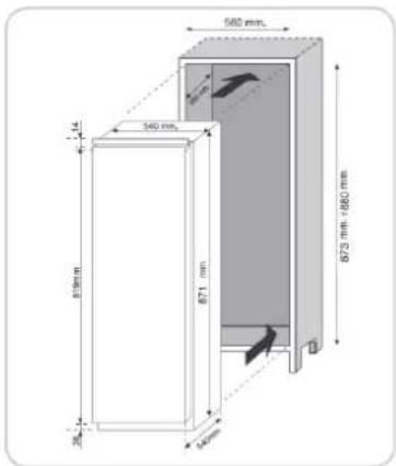 CANDY CMLS59EWI - DIMENSIONS DU PRODUIT ET COMPARTIMENT ENCASTRE - 1
