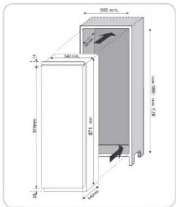 CANDY CMLS59EWI - DIMENSÕES DO PRODUTO E COMPARTIMENTO EMBUTIDO - 1