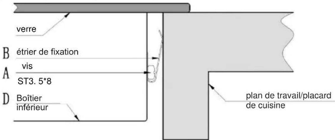verre B étrier de fixation vis A ST3. 5*8 D Boîtier inférieur plan de travail/placard de cuisine