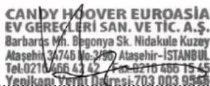 CANDY CWVB6B - CANDY-HOOVER-EUROASIA EV GEREÇLERİ SAN VE TİC. A.Ş. - 1