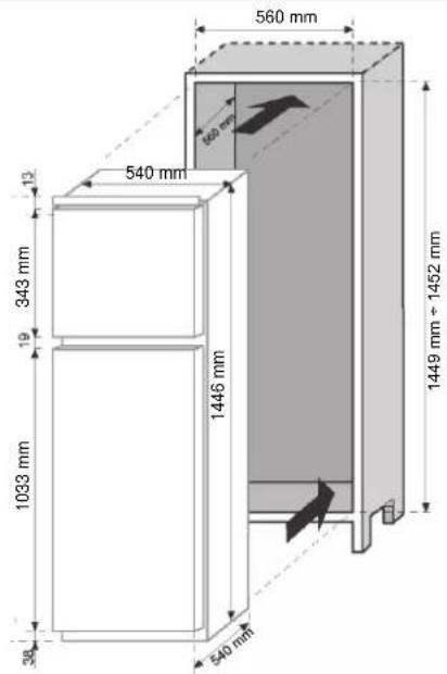 CANDY CTM516EW - DIMENZIJE IZDELKA IN VGRAJENI PREDEL - 1