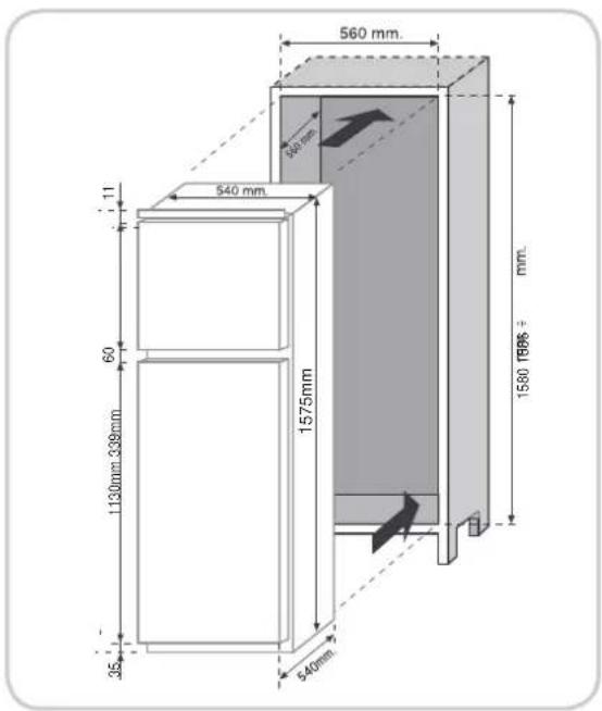 CANDY CTM516EW - PRODUCTAFMETINGEN EN INBOUWKAST - 2
