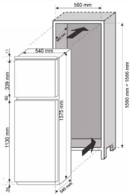 CANDY CTM516EW - DIMENZIJE IZDELKA IN VGRAJENI PREDEL - 2