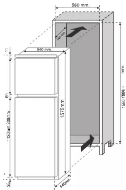 CANDY CTM516EW - DIMENSIONS DU PRODUIT ET COMPARTIMENT ENCASTRE - 2