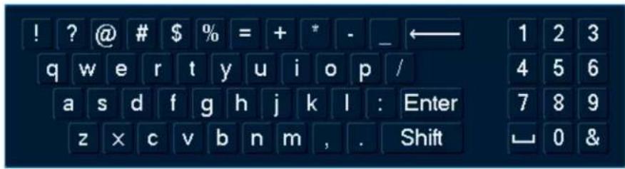 Lorex N841 - Pour utiliser le clavier complet : - 1