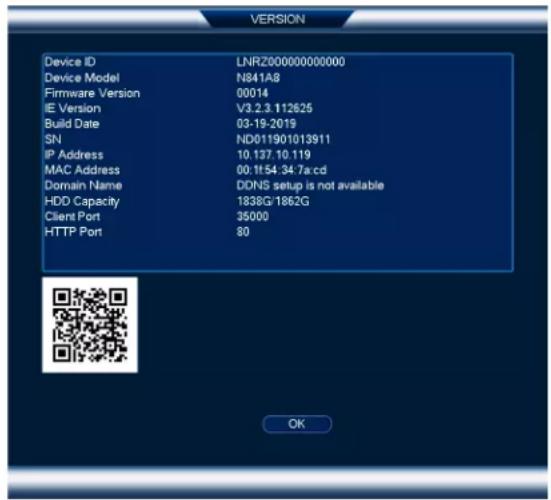 Lorex N841 - Accès rapide aux Informations du Systeme - 1