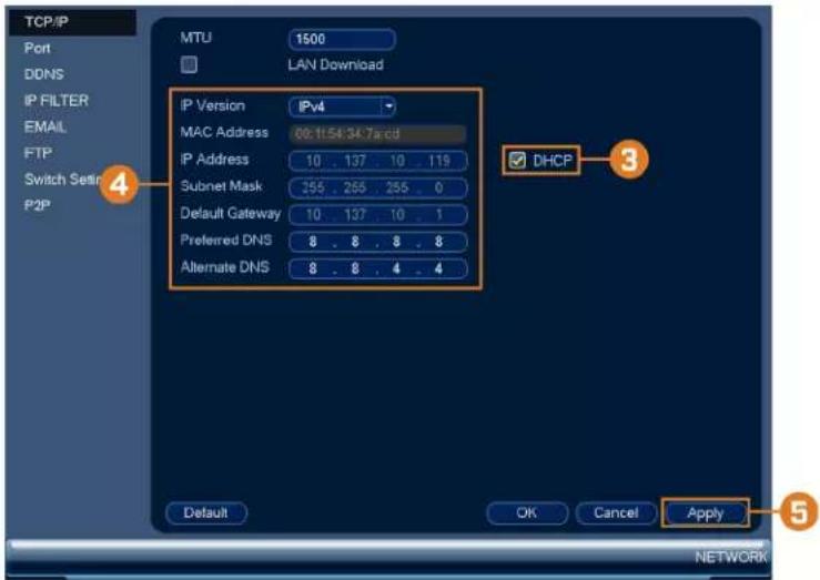 Lorex N841 - Pour configurer les paramètres de l'adresse IP : - 1