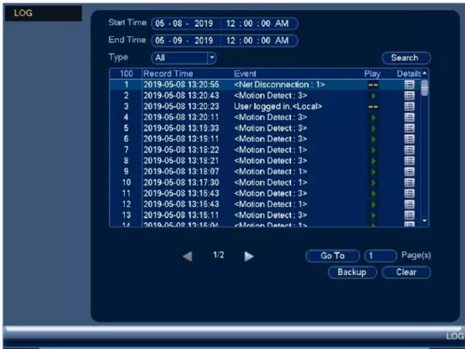 Lorex N841 - Journal système - 1