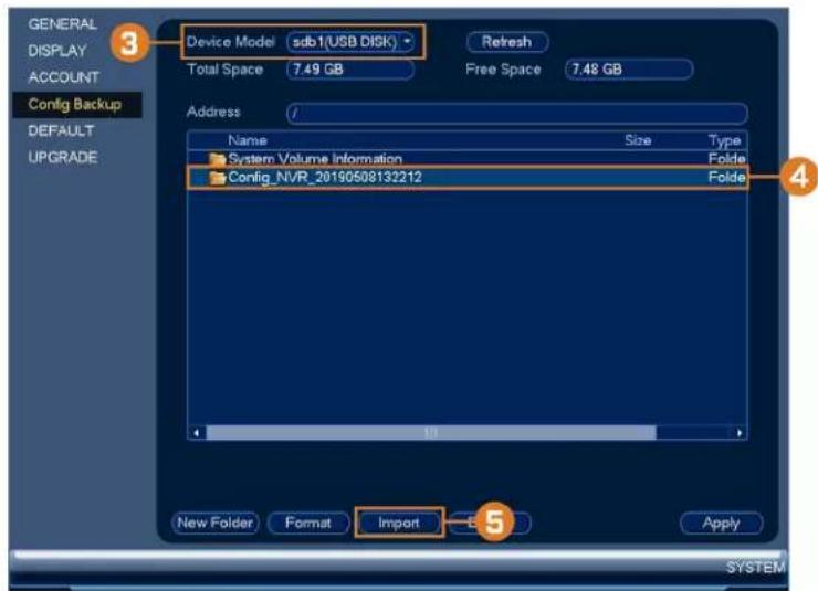 Lorex N841 - Pour restaurer une configuration du système enregistrée. - 1