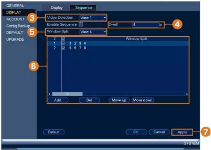 Lorex N841 - Pour configurer le mode Séquence : - 1