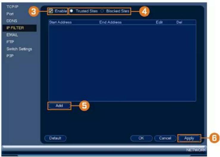 Lorex N841 - Configurer le filtré IP - 1