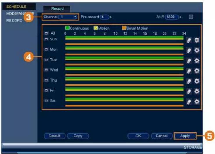 Lorex N841 - Pour configurer l'horaire d'enregistrement: - 1
