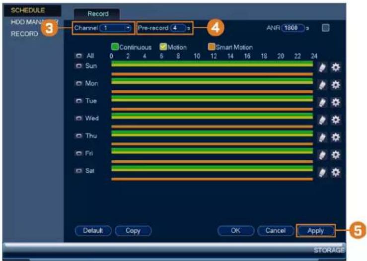 Lorex N841 - Pour configurer le pré-enregistrement : - 1