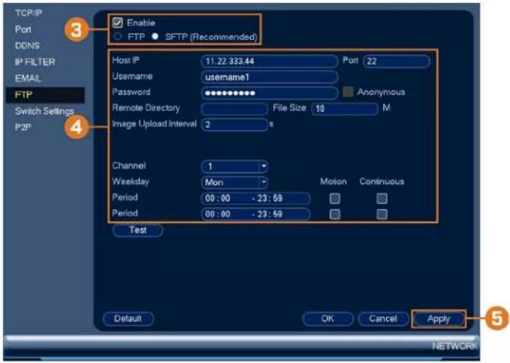 Lorex N841 - Pour configurer les paramétres FTP : - 1