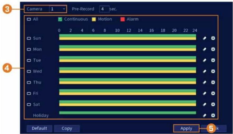 Lorex MCBL-60BNC5PK2B - Pour configurer l'horaire d'enregistrement: - 1