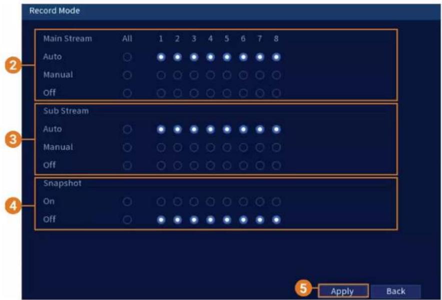 Lorex MCBL-60BNC5PK2B - Pour configurer les options d'enregistrement manuel : - 1