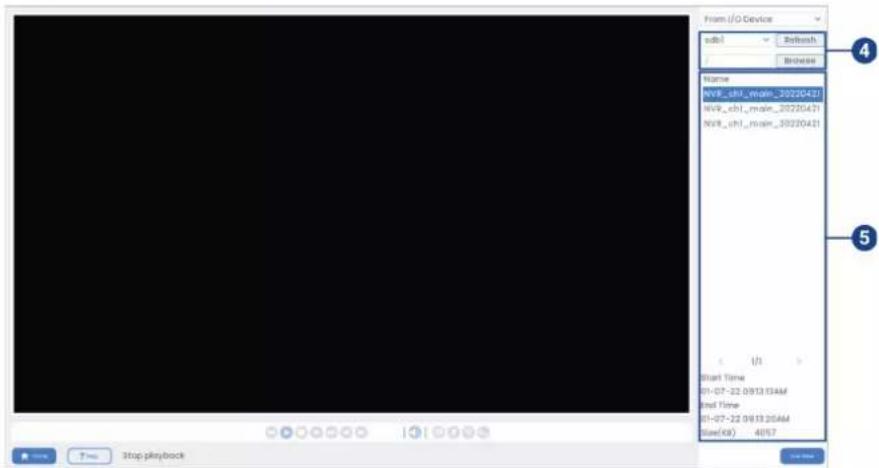 From (/O Device sub): Refresh Browse Name NVR-chf_main_20220421 NVR-chf_main_20220421 NVR-chf_main_20220421 U1 Start Time 01-07-22 09:13:13AM End Time 01-07-22 09:13:13AM Size(K): 40/57 Stop playback