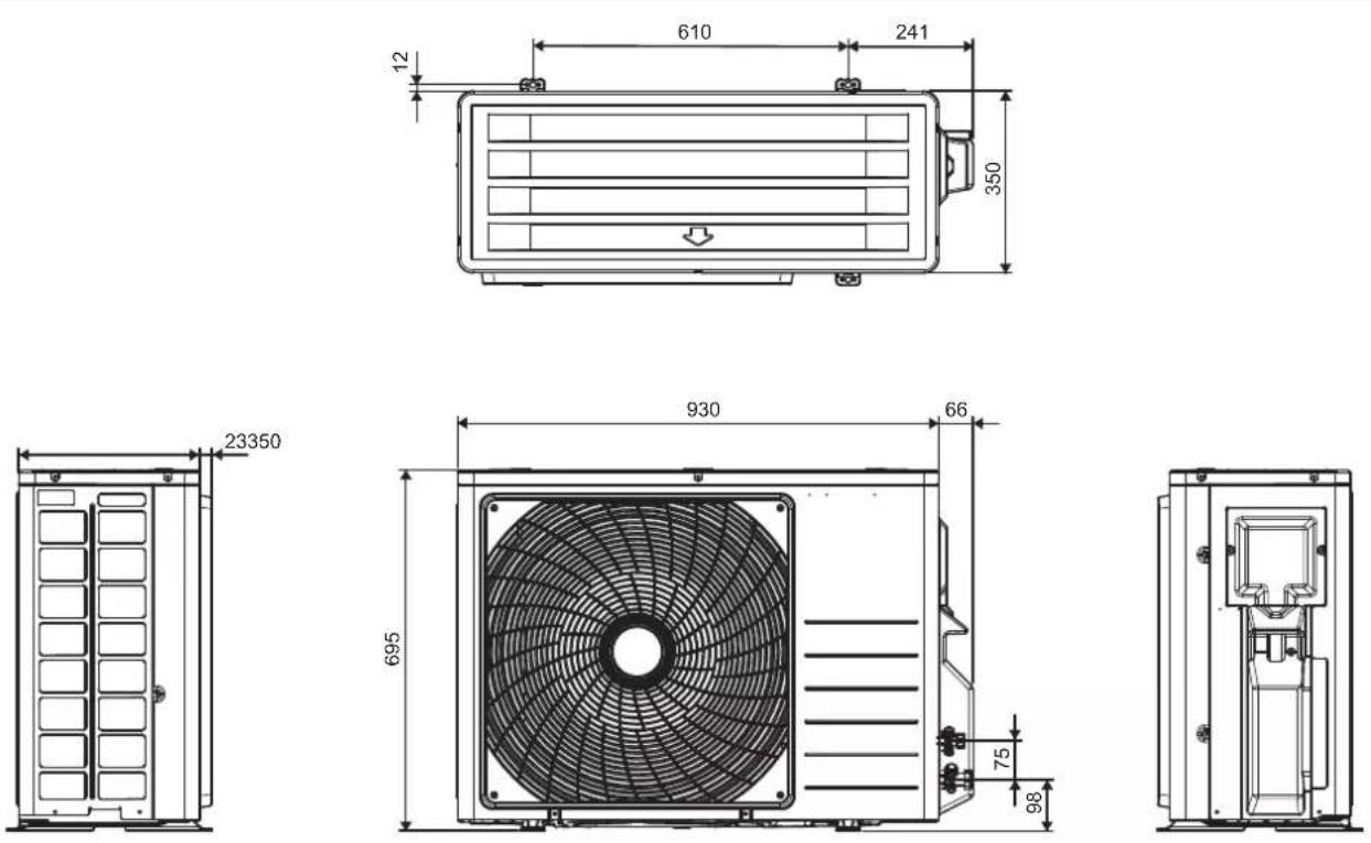 DAIKIN FTXC71BV1B - PREZENTACJA WYMIARÓW - 1