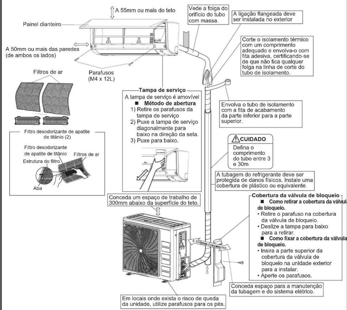 DAIKIN FTXC60BV1B - DESENHO DE INSTALLAÇÃO DA UNIDADE INTERIOR/EXTERIOR - 1