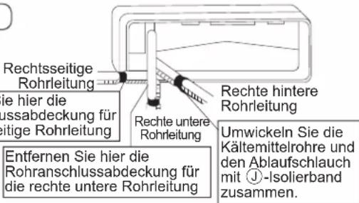 DAIKIN FTXC60BV1B - Rohrleitung rechte Seite, rechts hinten oder rechts unten. - 1