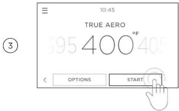 10:45 TRUE AERO 395 400 °F OPTIONS START