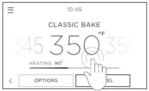 10:45 CLASSIC BAKE 345 350 °F HEATING: 90° OPTIONS EL
