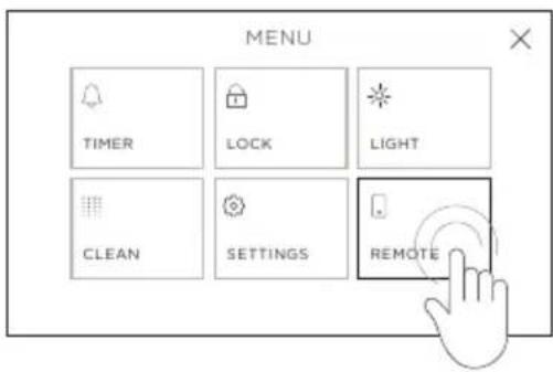 MENU TIMER LOCK LIGHT CLEAN SETTINGS REMOTE