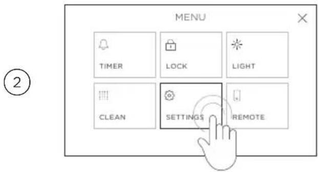 MENU TIMER LOCK LIGHT CLEAN SETTINGS REMOTE