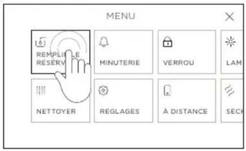 MENU REPLIÈ RÉSÉRV MINUTERIE VERROU LAM NETTOYER REGLAGES À DISTANCE SECH