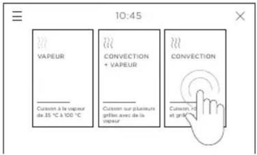 10:45 VAPEUR CONVECTION + VAPEUR Cuisson à la vapeur de 35 °C à 100 °C Cuisson sur plusieurs griffen avec de la vapeur CONVECTION Cuisson, no et griff