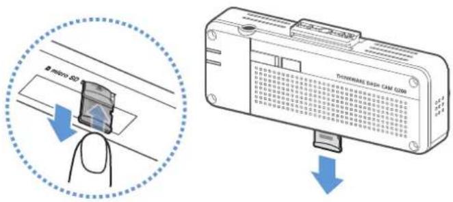 Thinkware Q200 - Retrait et insertion de la carte mémoire - 1