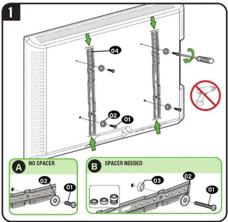1 04 02 01 A NO SPACER B SPACER NEEDED 02 01 03 02 01