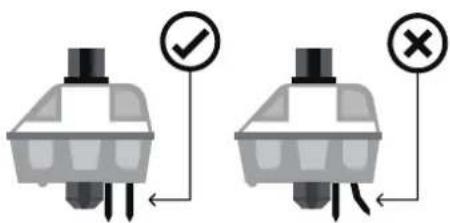 Diagram showing two electrical plug terminals with check and cross symbols indicating status or failure indicators.