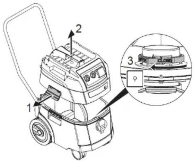 Eibenstock DSS 35 M iP - Kağıt filtre torbasını yerlefltirmek - 1