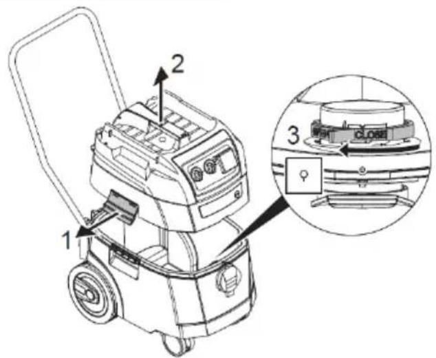 Eibenstock DSS 35 M iP - Inserción de la bolsa filtrante de vellón - 1