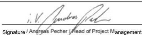 i. V. Andres Pecher Signature / Andreas Pecher / Head of Project Management