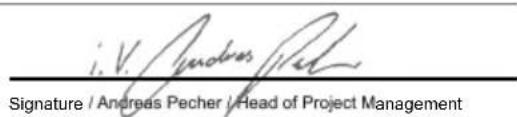 i. V. Andrews Pecher Signature / Andreas Pecher / Head of Project Management