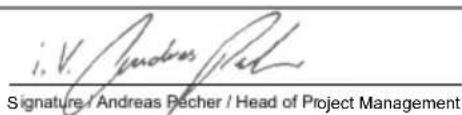 i. V. Andreas Recher Signature / Andreas Recher / Head of Project Management