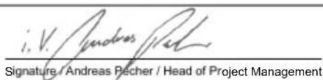 i. V. Andres Pêcher Signature / Andreas Pécher / Head of Project Management