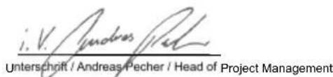 i. V. Andreas Pecher Unterschrift / Andreas Pecher / Head of Project Management