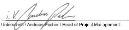 i. V. Andres Pecher Unterschrift / Andreas Pecher / Head of Project Management