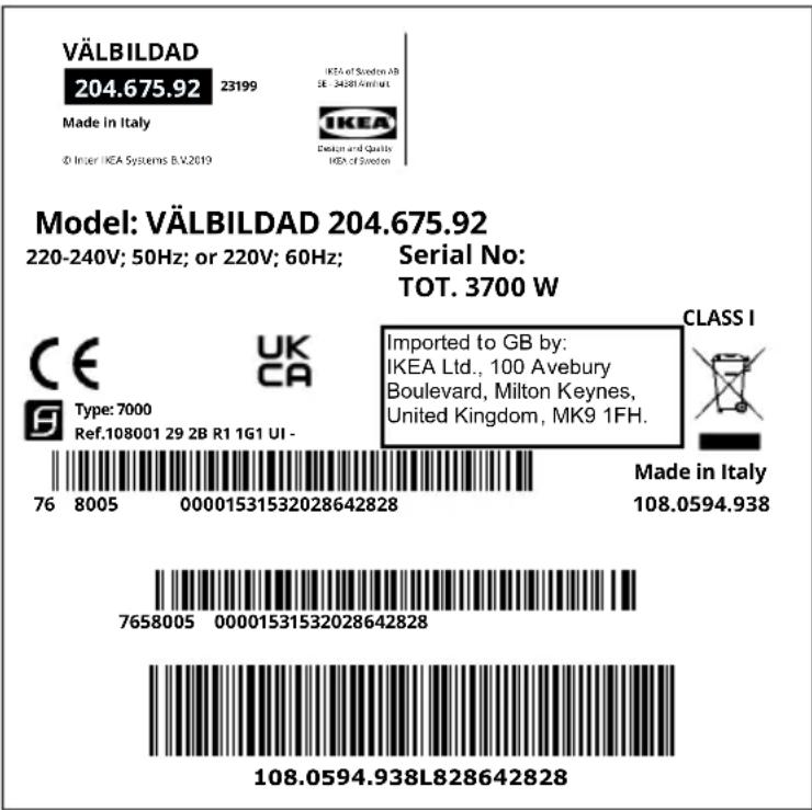IKEA VÄLBILDAD 204.675.92 - Plaque signalétique - 1