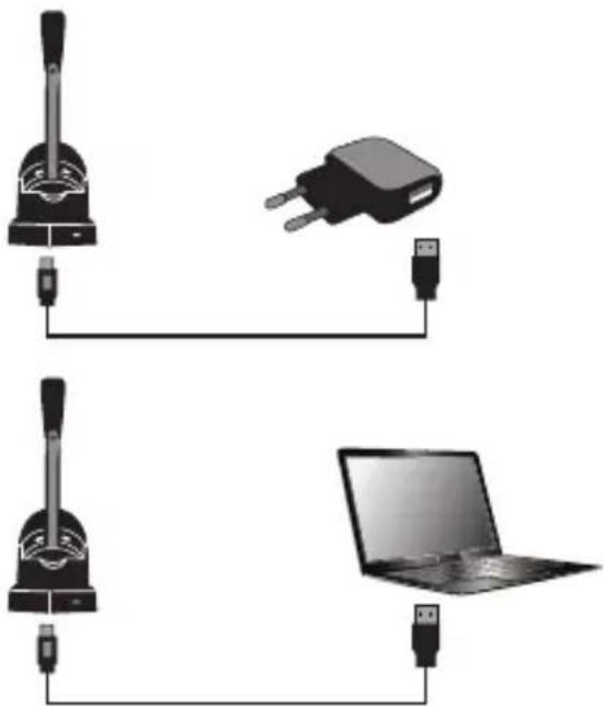 SANDBERG Bluetooth Office Headset Pro+ - Tilslutning af opladnings-base - 1