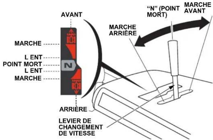 AVANT MARCHE L ENT POINT MORT L ENT MARCHE "N" (POINT MORT) MARCHE AVANT MARCHE ARRIÈRE ARRIÈRE LEVIER DE CHANGEMENT DE VITESSE