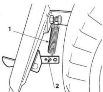 Honda HF2317HME - Réglage du ressort du crochet de fixation du sac de ramassage - 1
