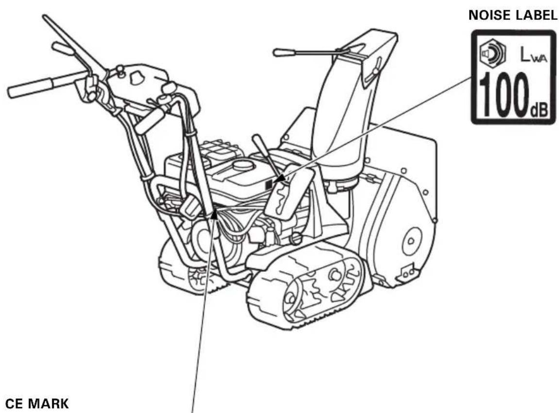 Honda HSS 655 TD - CE mark and noise label locations - 1